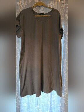 Ellos Olive Brown Short Sleeve Crewneck Tunic/ dress